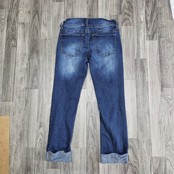 SO Jeans Womens 0 Blue Cuffed Skinny Stretch Denim Mid Rise Casual Pants - Picture 2 of 12